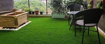 Pet-friendly lawn covered with synthetic grass